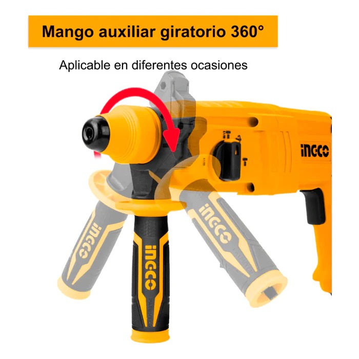 ROTOMARTILLO 110/120V 800W 1100RPM 4000BPM CONCRETO 2,5J INGCO URGH9028-2 - Imagen 2